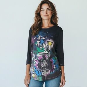 BLUE CANYON ladies New Orleans, crewneck, long sleeve tee. BOURBON. Street NOLA.
